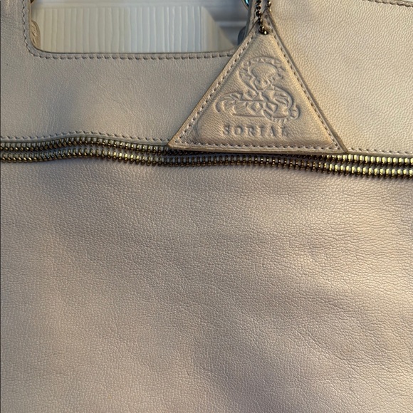 Sorial Handbags - Sorial Cream Shoulder Bag with Embossed Logo and Matte Finish